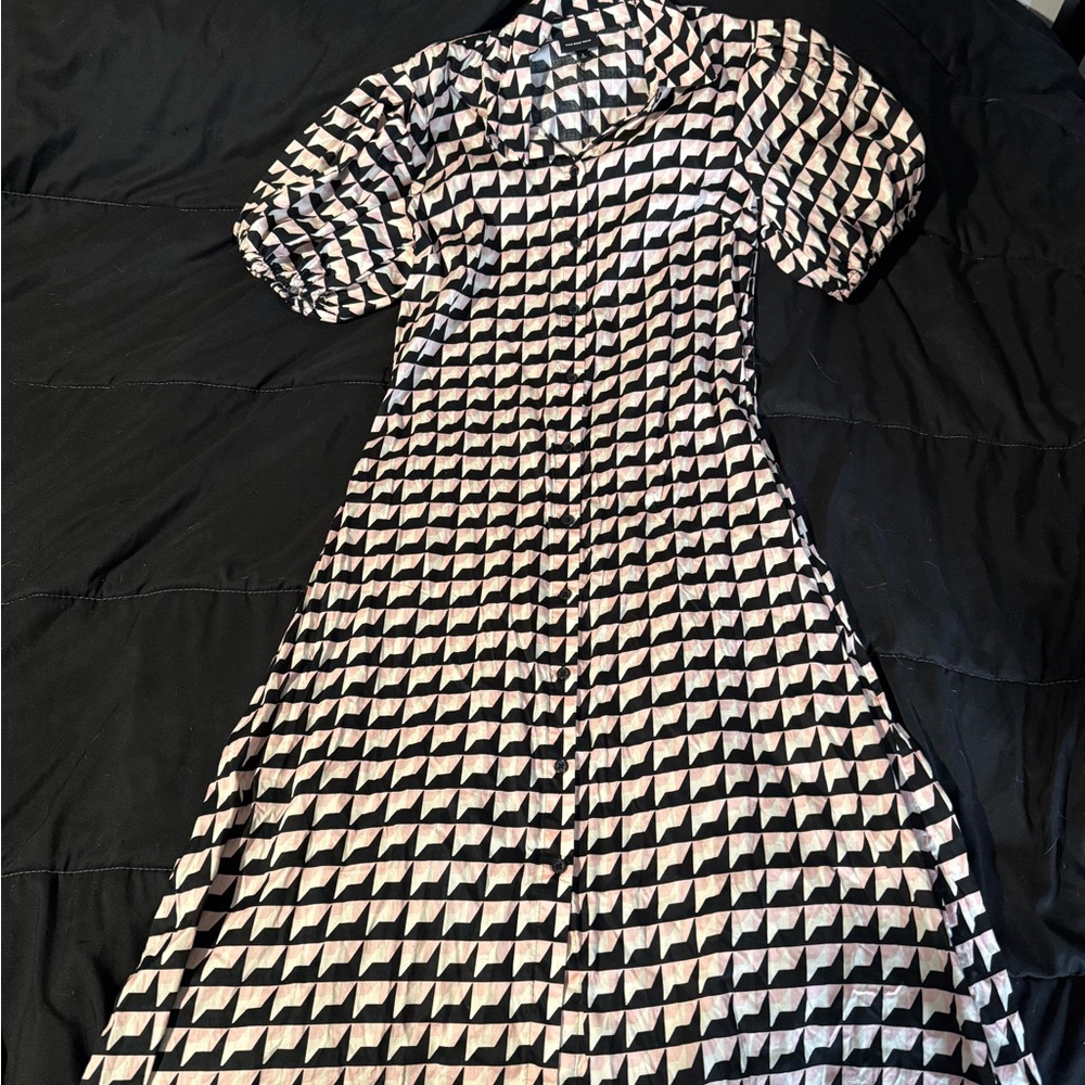 Geometric Black and White Dress